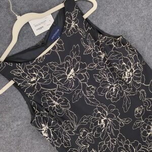 Ann Taylor Vintage Floral Dress Black Cream Sleeveless 90s Style Size 6